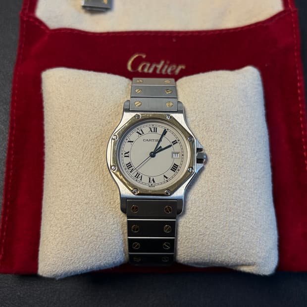 [정품] 까르띠에 산토스 옥타곤 18K 콤비 LM 라지사이즈 남성용