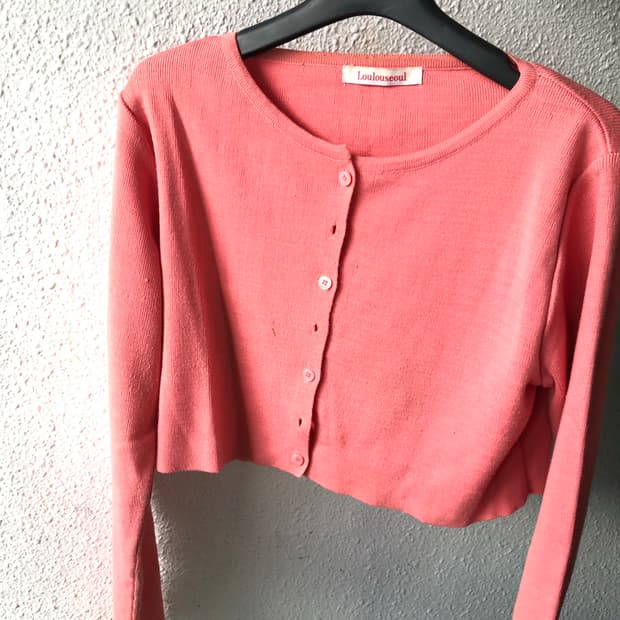 루루서울 핑크 크롭 가디건