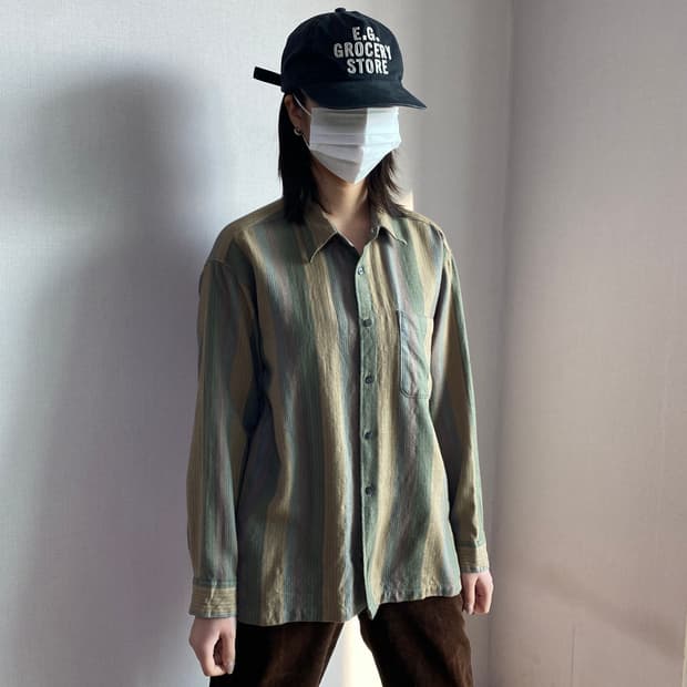 🪵 [KEY LARGO] 빈티지 버티컬 스트라이프 워크 셔츠