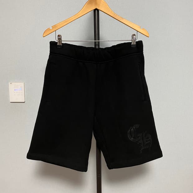 [M] 크롬하츠 CH 로고 자수 스웨트 쇼츠 팬츠 반바지 블랙