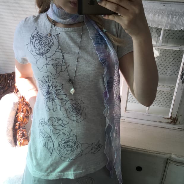 jpn vintage melange gray rose printing