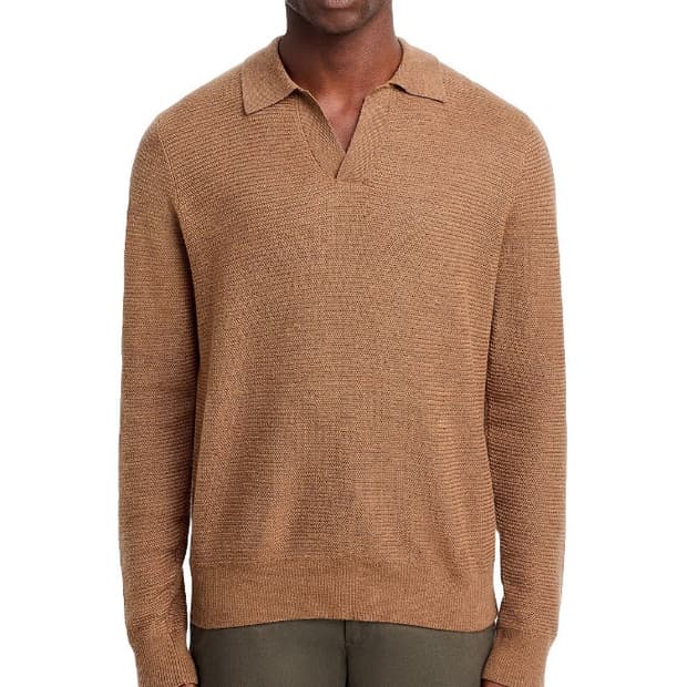 VINCE 밀라노 오픈넥 카라 폴로 니트 