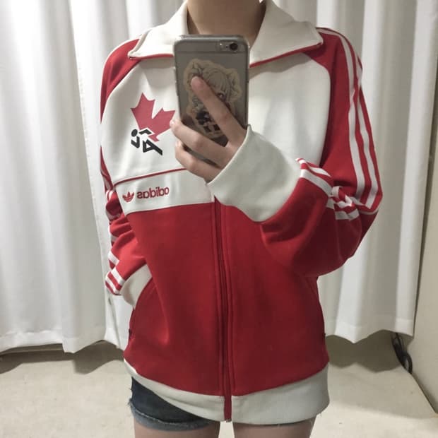 아디다스 흰빨 화이트 레드 구 캐나다 트랙탑 져지