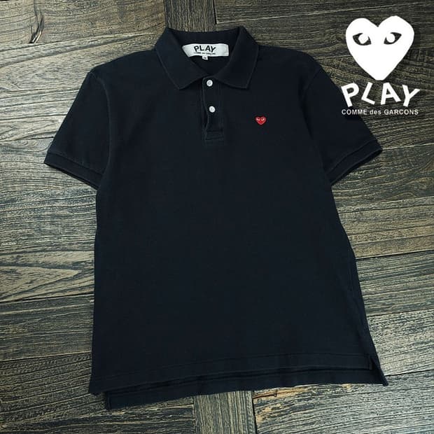 [꼼데가르송 플레이] 스몰 하트 와펜 카라티 블랙 P01919