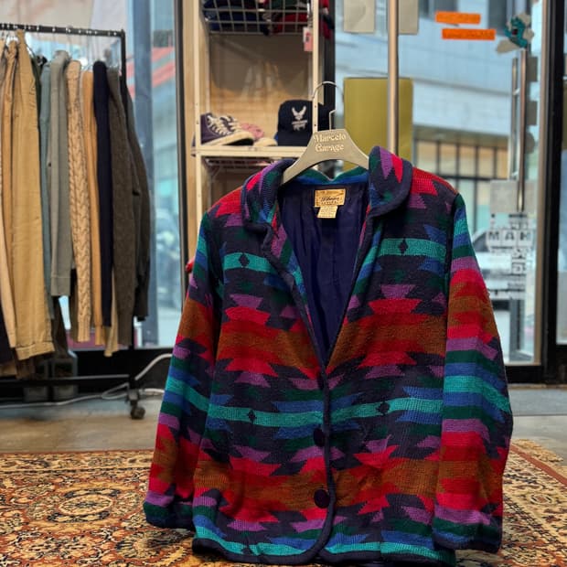 빈티지 아즈텍 패턴 니트 가디건 "L" (532)
