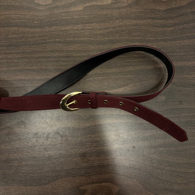 Vintage Wine Burgundy Gold Buckle Suede