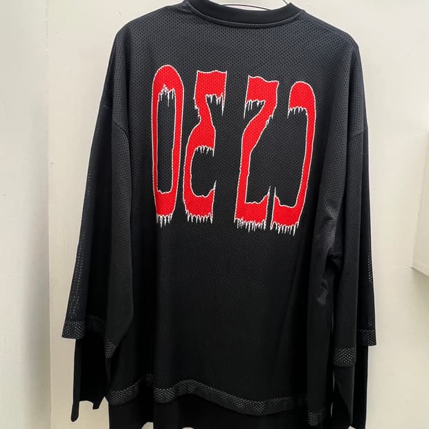 032c 게임 레이어드 메쉬 롱슬리브 워시드 블랙