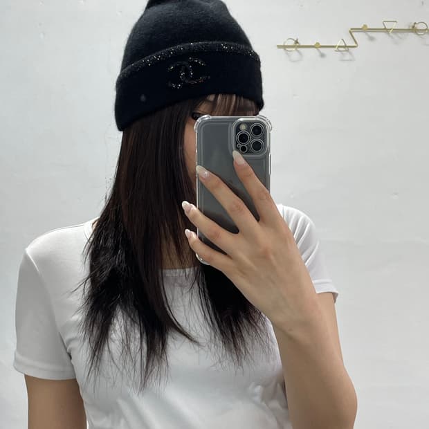 샤넬 캐시미어 블랙 비니