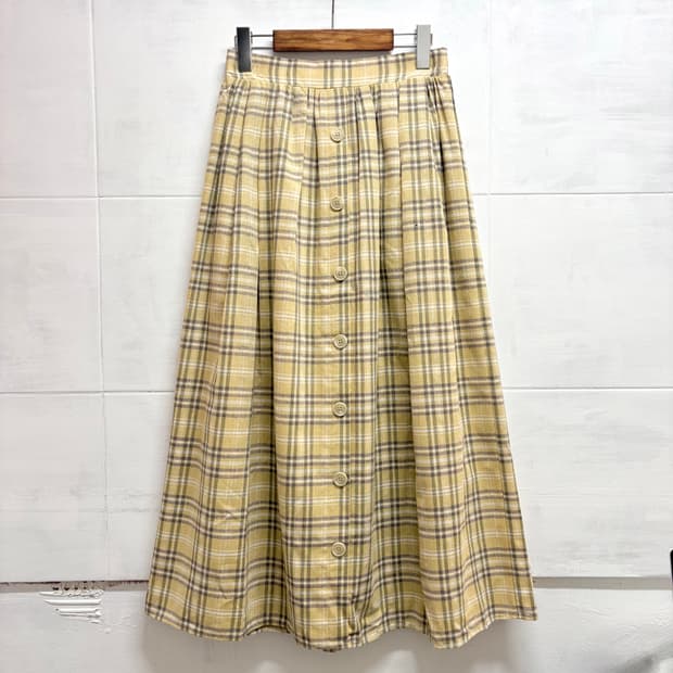 terawear emu 코튼 체크 롱 플레어 스커트 L JPN