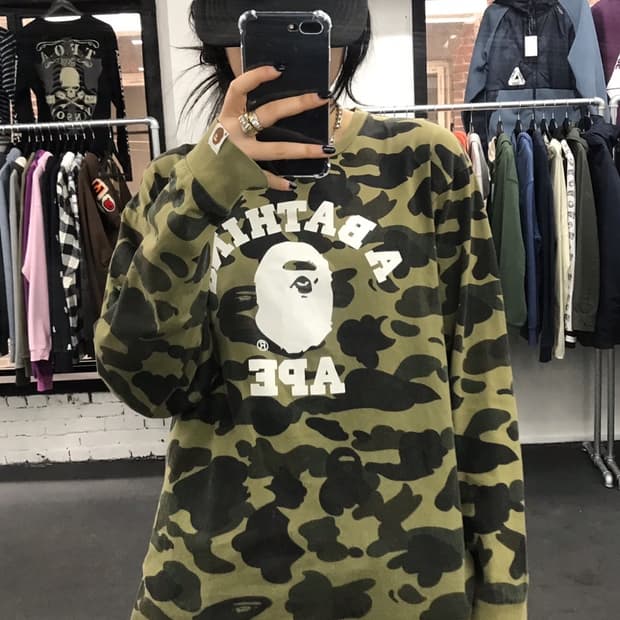 베이프 녹계 컬리지 롱슬리브