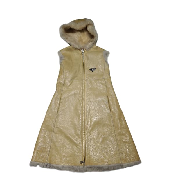 프라다 후드 무스탕 롱 베스트[36]