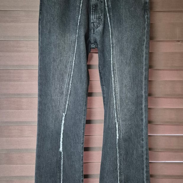 [L]올드파크 리메이크 플레어 데님 페이디드 블랙