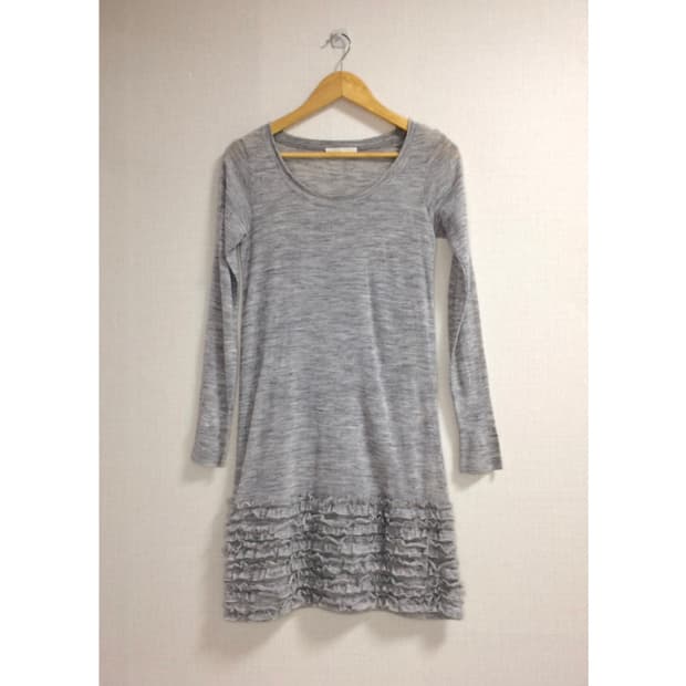 빈티지 연그레이 겹프릴 레이어드 원피스