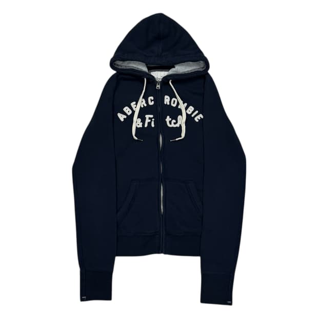 아베크롬비 빈티지 Y2K 스펠로고 딱붙핏 기모 후드집업 자켓 네이비 S