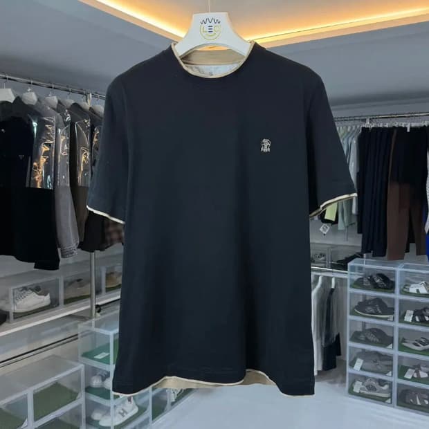 [정품] 브루넬로 쿠치넬리 코튼 저지 티셔츠 블랙 L