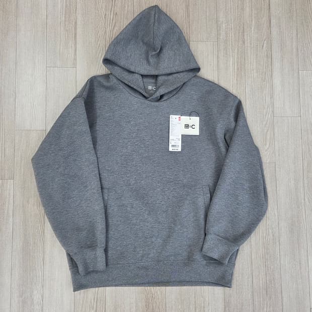(1회착)유니클로C 후드티 스웨트오버사이즈 풀파카 05그레이 L