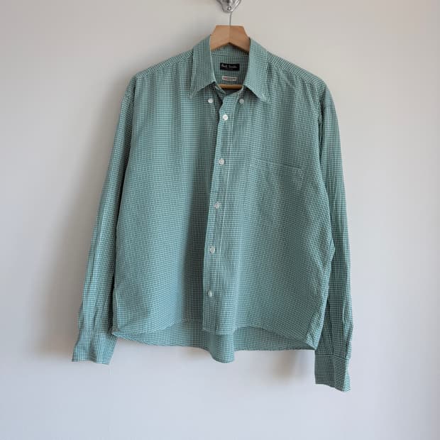 폴스미스(Paul smith) 깅엄체크 셔츠(단추라인 부분 원단 손상)