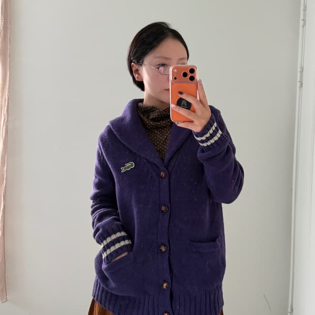 일본빈티지 라코스테 클래식 숄카라 스웨터