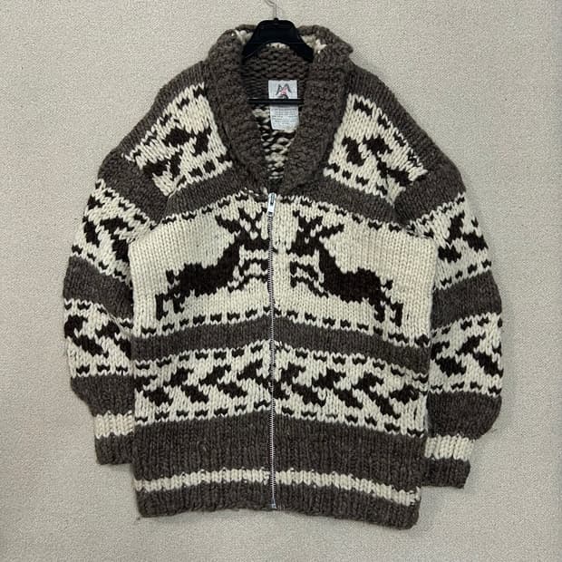 (XL) 캐나다 헤비울 핸드메이드 코위찬 니트 집업