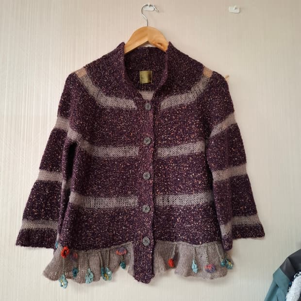 일본빈티지 꽃장식 유니크 가디건