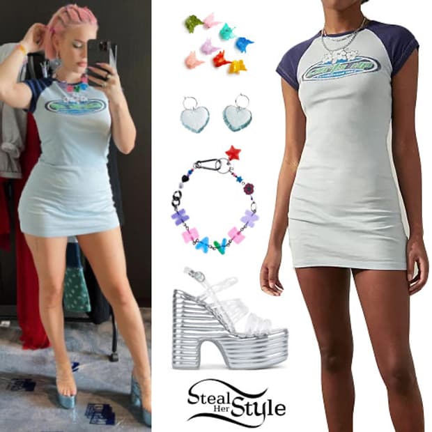 얼반아웃피터스 라글란 캡슬리브 반팔 면티 미니 드레스 원피스