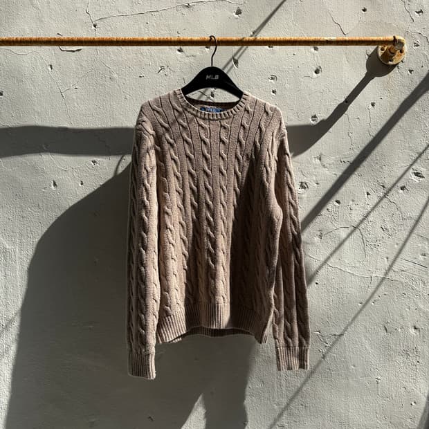 폴로 꽈배기 코튼니트