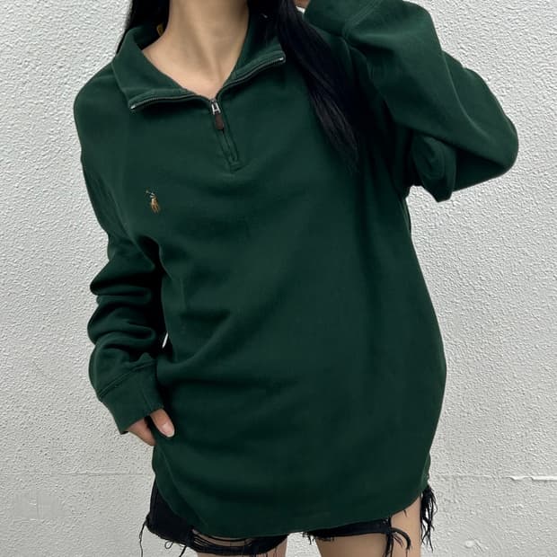 폴로 랄프로렌 옥스포드 그린 반집업 L