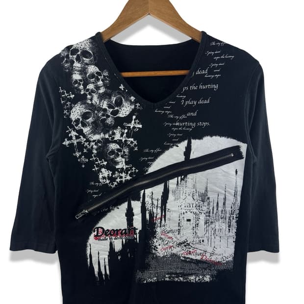 JPN 펑크 스컬 아트웍 지퍼디테일 롱슬리브1894