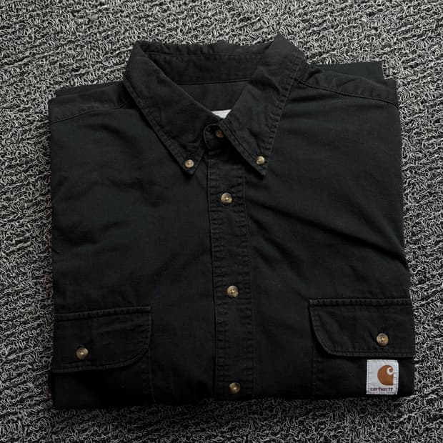 칼하트 투포켓 박시핏 블랙 워크 셔츠 1421