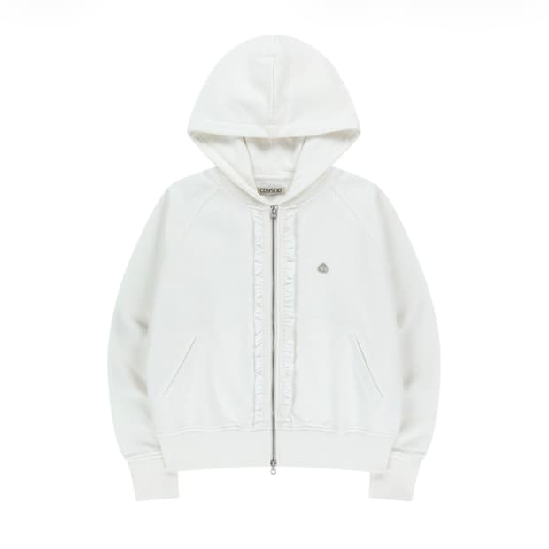 코이세이오 러플 레이스 후드 집업 화이트