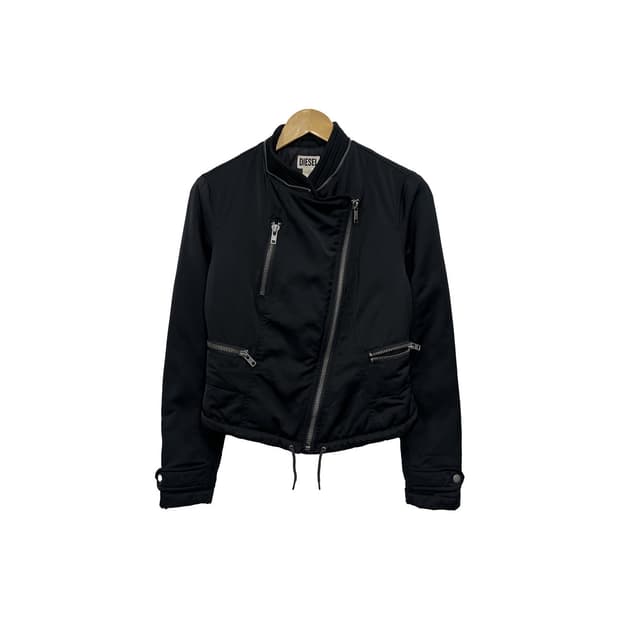 디젤 사선집업 안감 누빔 라이더 자켓