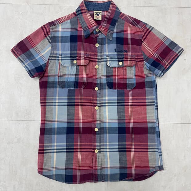 •Vintage  언더우드 슬림핏 체크반팔셔츠