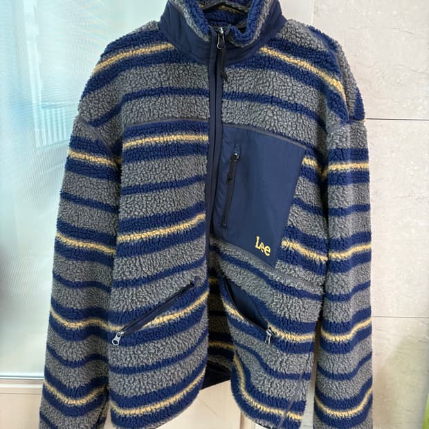 리 플리스 하이넥 집업 자켓 그레이