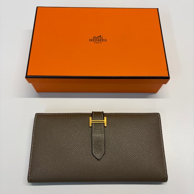 에르메스 베안 장지갑 에토프 금장 U각인