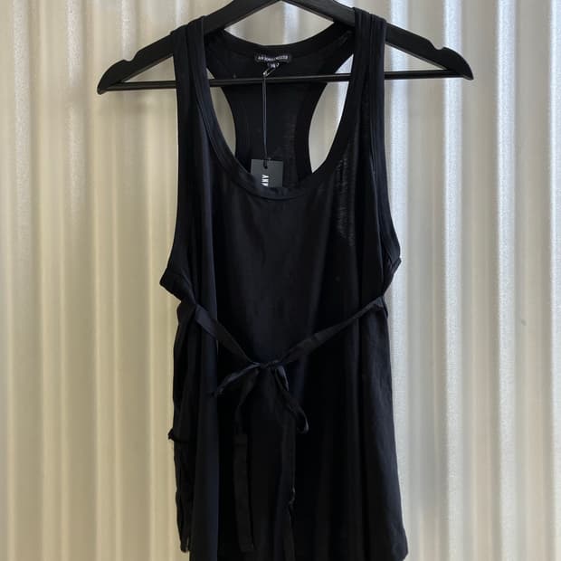 [36] ann demeulemeester 백 플리츠 루프 슬리브리스
