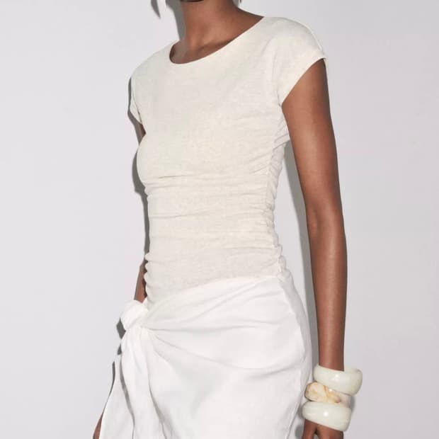  ZARA 자라 드레이프 티셔츠, 자라 셔링 티셔츠, 자라 반팔 티셔츠