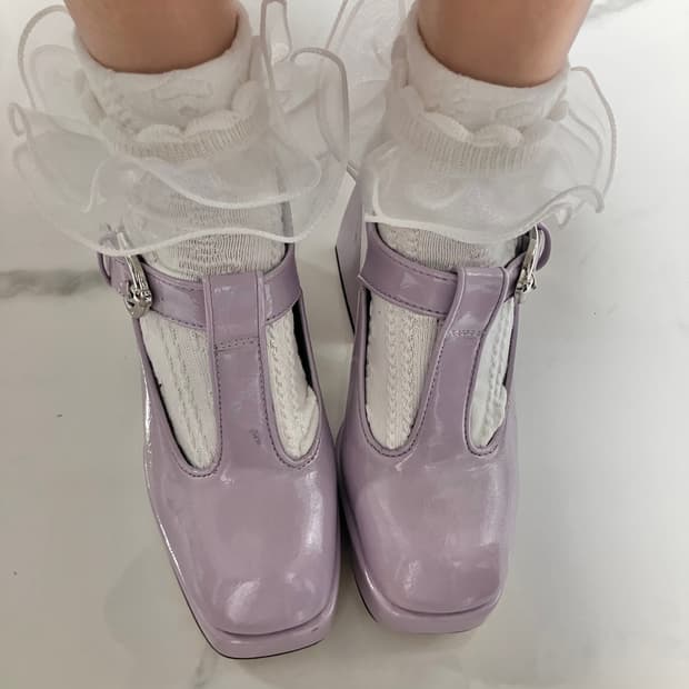 로리타 갸루 Circus NY 라벤더 통굽 메리제인 슈즈 235