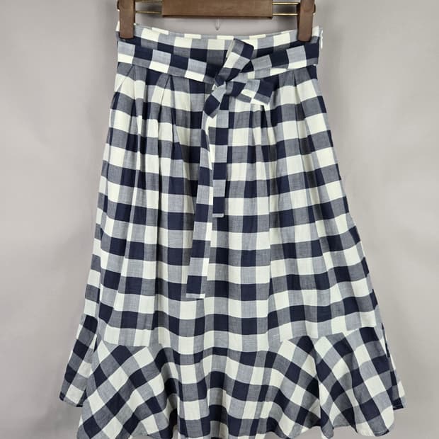 [무료배송]클럽모나코 0 여성 허리 리본 체크 플레어 미디 스커트 치마