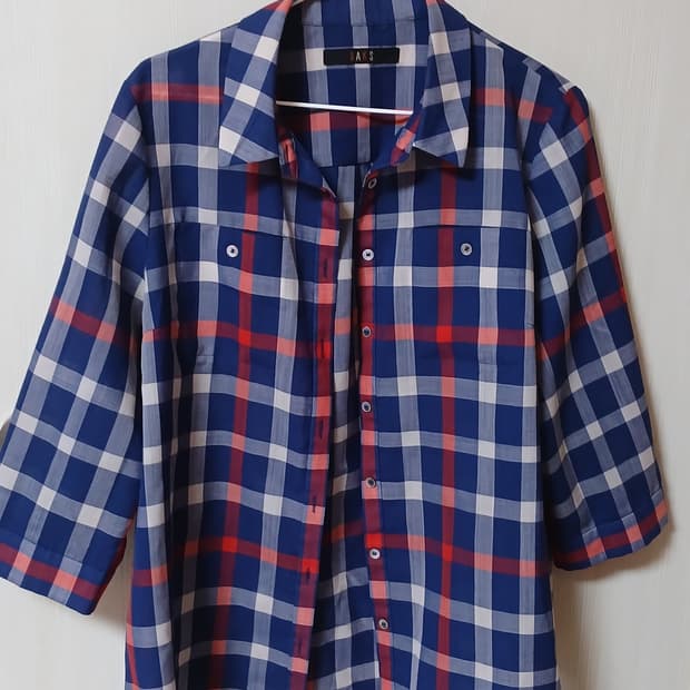 닥스 여성 7부 캐주얼 체크 셔츠(97사이즈) 