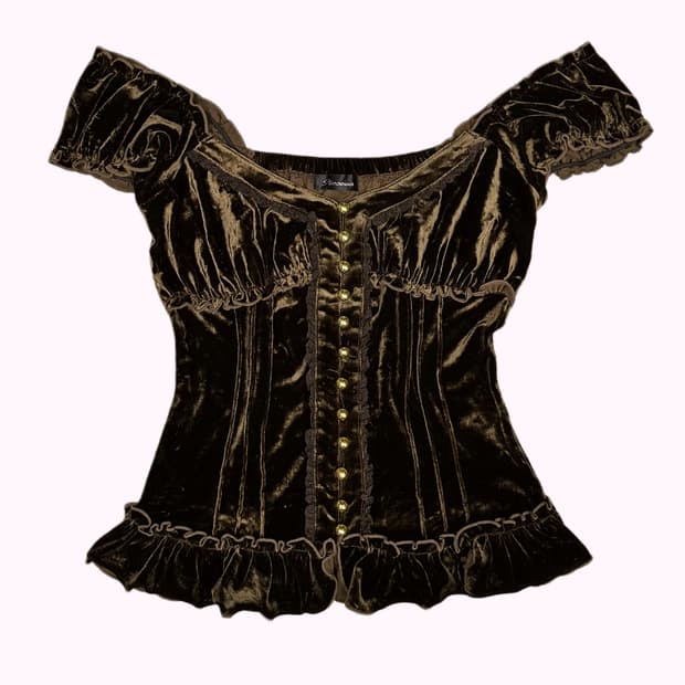 brown lace velvet top
