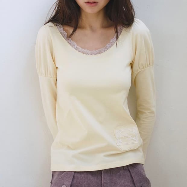 오피쉬 Daisy Lace Puff Longsleeve, Yellow