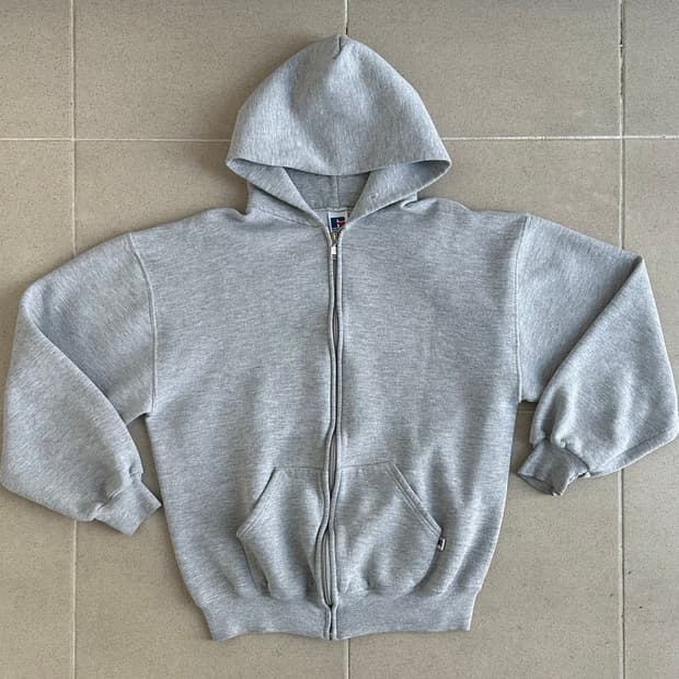 90s 빈티지 러셀 후드집업 그레이 L USA