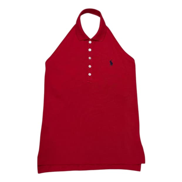 폴로 랄프로렌 여성 홀터넥 PK 탑 나시 레드 S