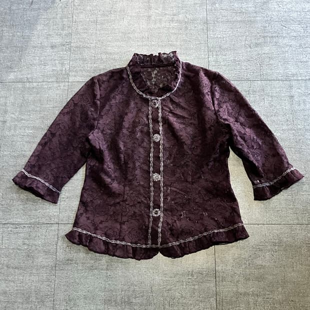 일본빈티지 오리엔탈보헤미안 달천깔페어리 영국공주 블라우스자켓 퍼플