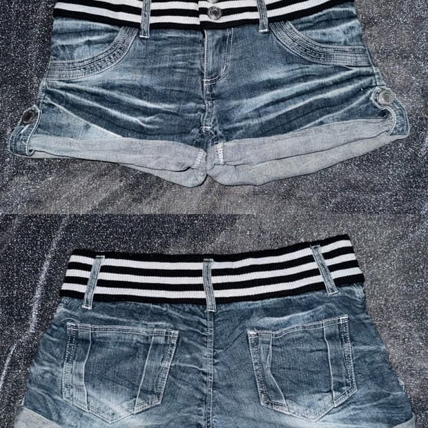 Punk stripe denim shorts