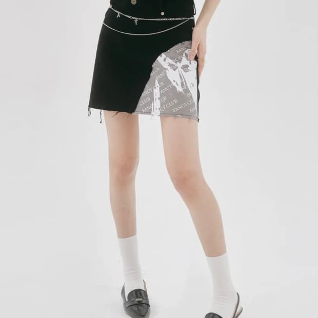 팬시클럽 커브 포인트 코튼 미니스커트