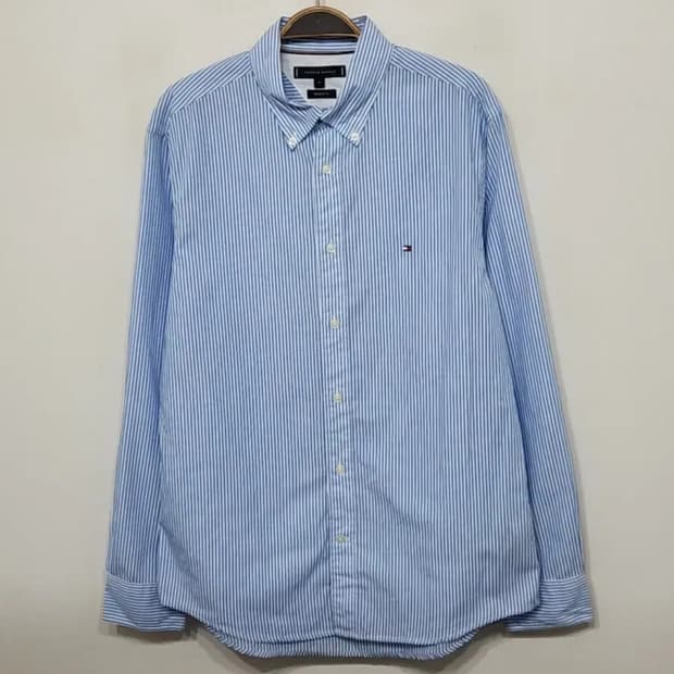 (L) 타미힐피거 셔츠 스트라이프 로고 남방 토미 캐주얼 