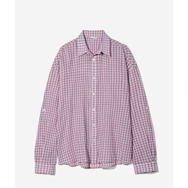파르티멘토 시어 체크 롤 업 셔츠 Red Purple