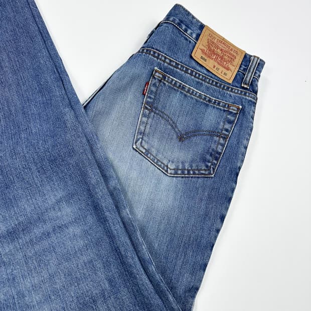 리바이스 506 오리지널 워싱 커팅진 데님 팬츠 (32인치)