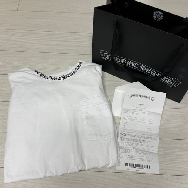 크롬하츠 넥 스크립트 로고 롱슬리브 티셔츠 화이트 M